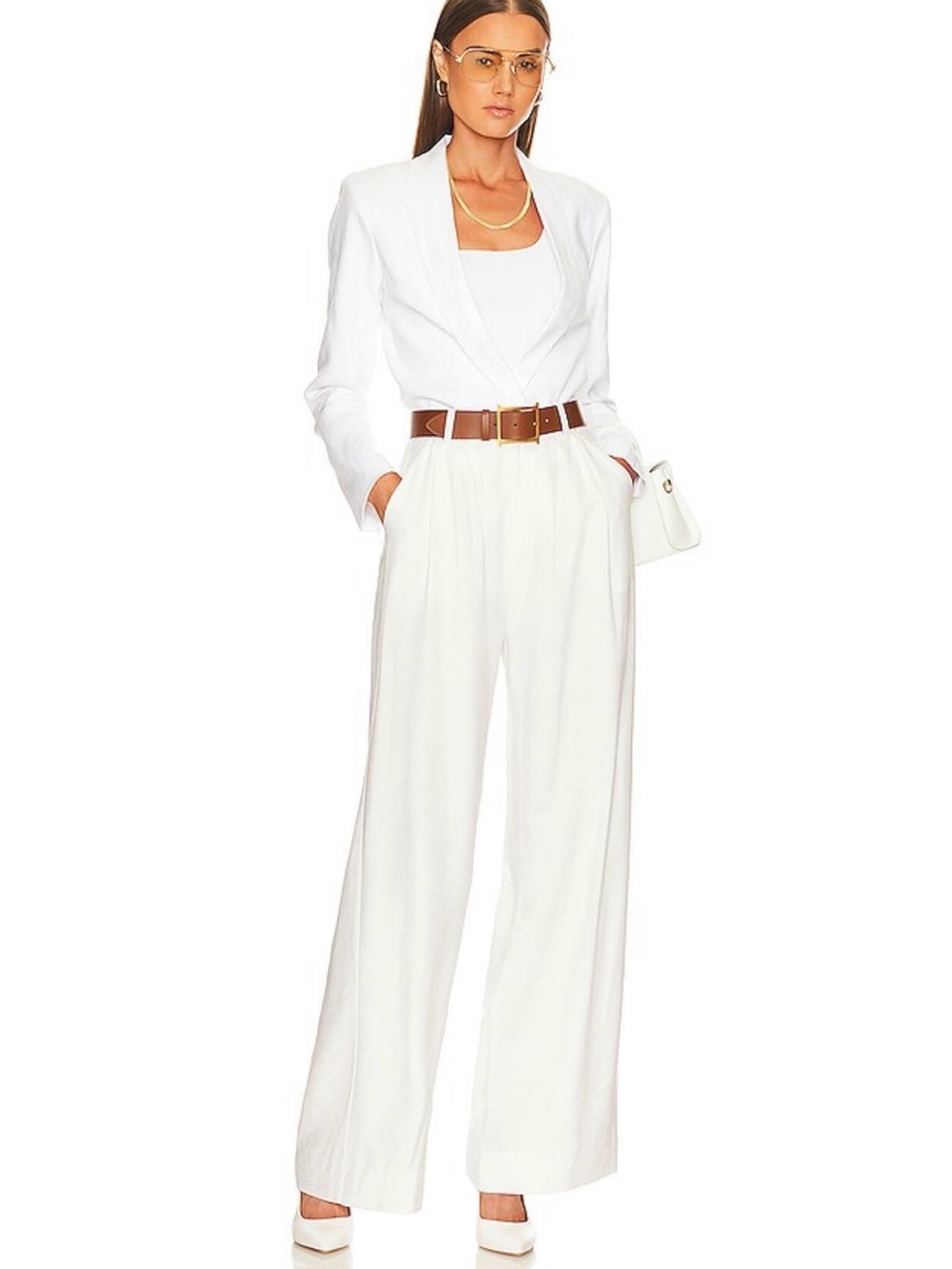 NONchalant White Wide-Leg High-Waist Pants
